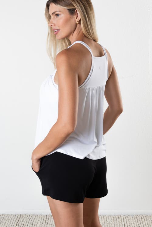 Jjwinks Wine Down Built-in Shelf Racerback Tank Lounge & Sleep Top In White