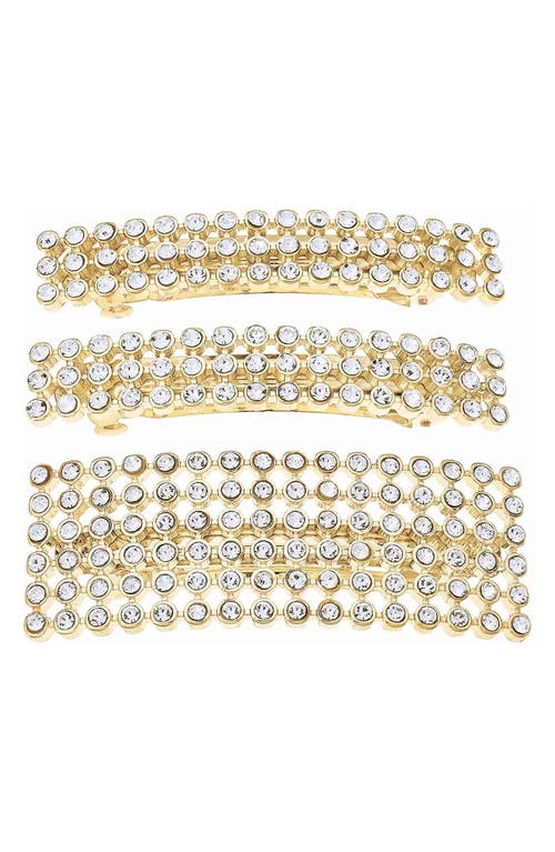 Assorted 3-Pack Crystal Barrettes in Gold