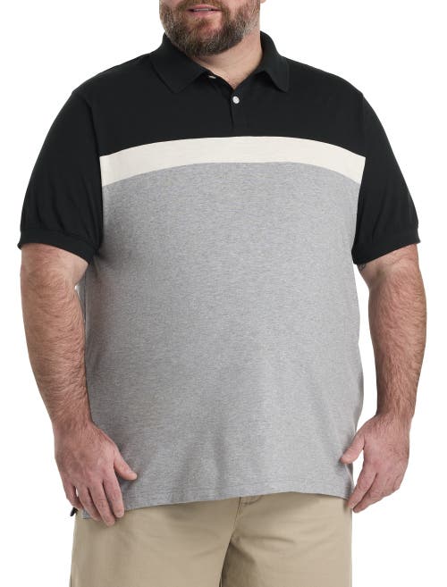 Harbor Bay Colorblock Striped Polo Shirt In Black