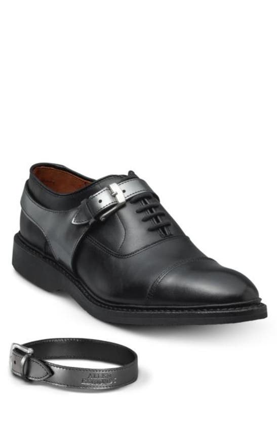 Shop Allen Edmonds Park Avenue Cap Toe Oxford With Buckle Harness In Black Silver