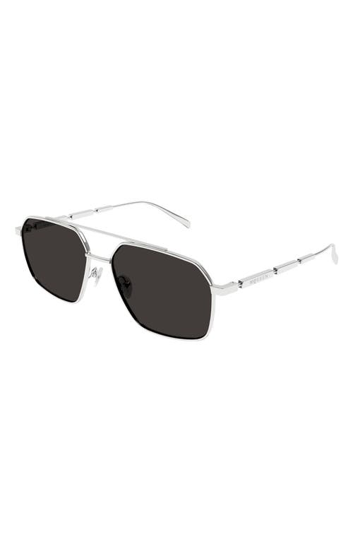 Shop Alexander Mcqueen 59mm Pilot Sunglasses In Silver