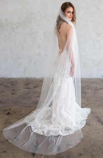 Brides & Hairpins Darcy Chapel Veil with Blusher & Scattered Pearls Retail