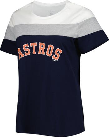 Women's Houston Astros White/Navy Plus Size Colorblock T-Shirt