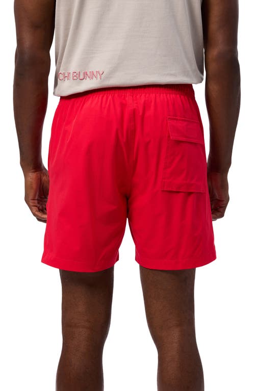 Shop Psycho Bunny Palm View Hydrochromic Swim Trunks In Crimson