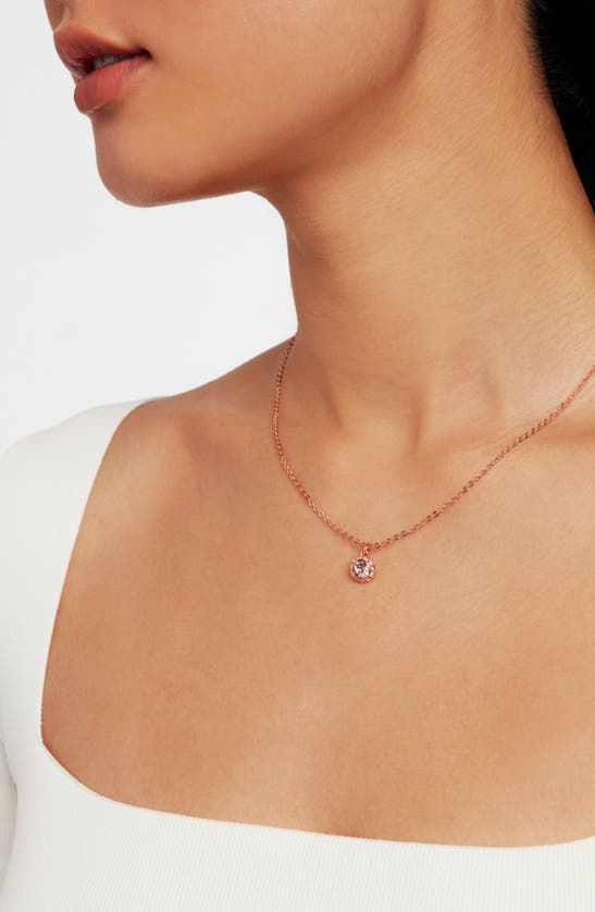 Shop Ted Baker Soltell Solitaire Crystal Halo Pendant Necklace In Rose Gold Tone Vint Rose Crys