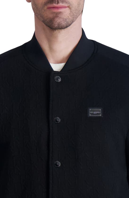 Shop Karl Lagerfeld Mixed Media Bomber Jacket In Black