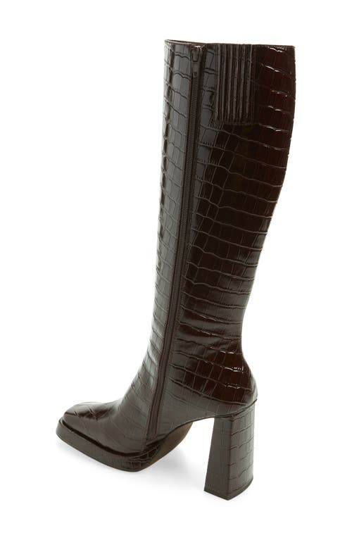 Shop Jeffrey Campbell Maximal Knee High Boot In Brown Croco