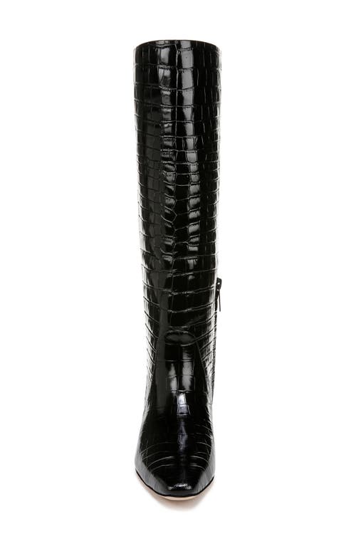 Shop Veronica Beard Cecile Croc Embossed Knee High Boot In Black