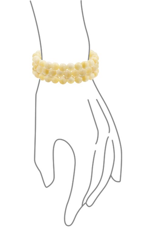 Bling Jewelry Set Of 3 Semiprecious Stone Beaded Stretch Bracelets In Yellow Jade