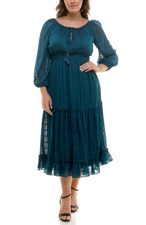 Taylor Dresses Long Sleeve Chiffon Maxi Dress In Prussian Navy