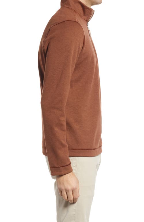 Shop Johnston & Murphy Reversible Quarter Zip Pullover In Rust/oatmeal