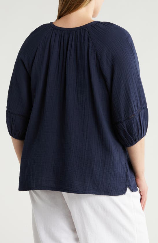 Shop Caslon (r) Duo Gauze Top In Navy Blazer