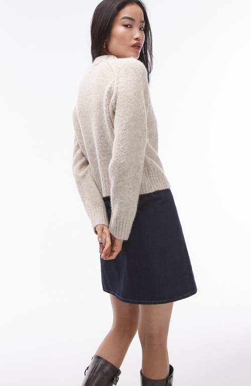 Shop Topshop Raglan Sleeve Crewneck Sweater In Stone