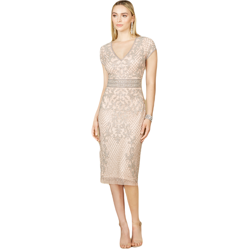 Lara New York Cap Sleeve Midi Gown In Blush