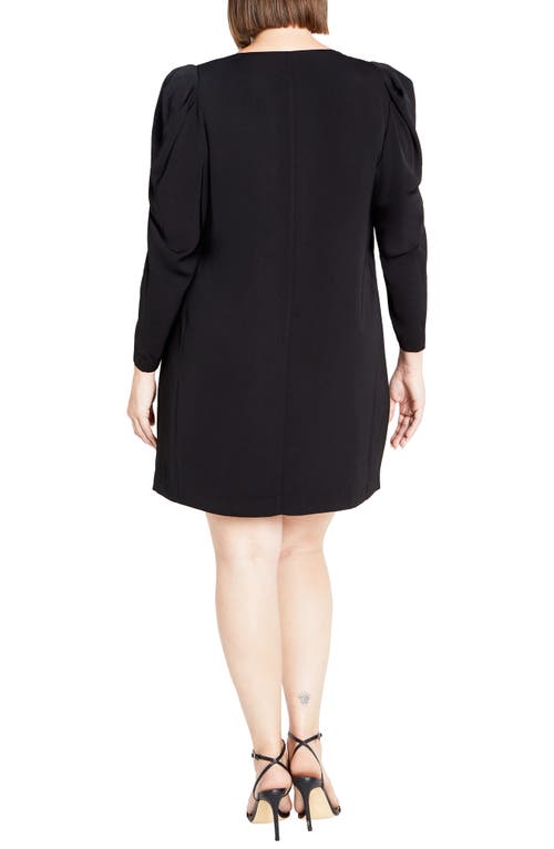 Shop City Chic Katalina Puff Long Sleeve Dress In Black