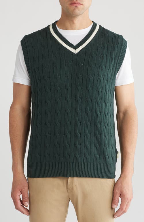 School House Cable Knit Sweater Vest in Forest