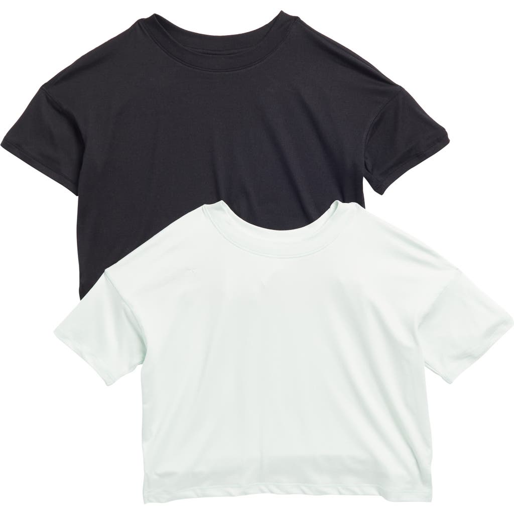 Shop 90 Degree By Reflex Kids' 2-pack Crop T-shirts In Mint Julep/black