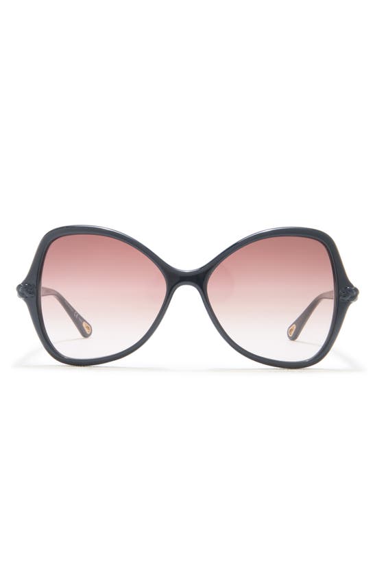 Chloé 58mm Butterfly Sunglasses In Blue Blue Brown
