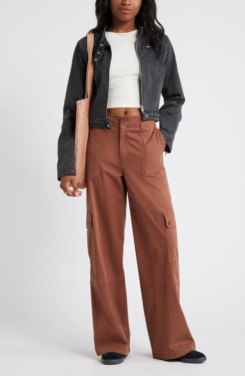 Shop Bp. Twill Wide Leg Cargo Pants In Brown Tiramisu