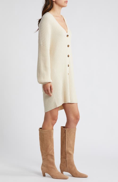 Shop French Connection Babysoft Rib Button Front Long Sleeve Sweater Dress In Classic Cream