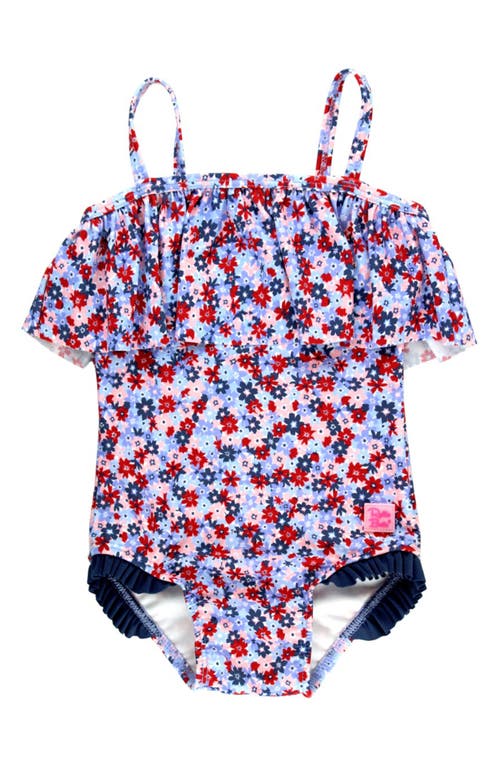 Rufflebutts Kids' Floral Ruffle One-piece Swimsuit In Blue