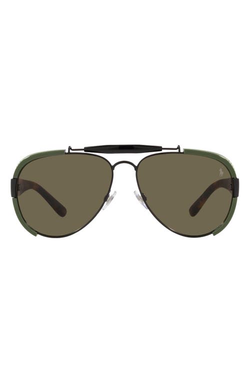 Polo Ralph Lauren 60mm Pilot Sunglasses in Matte Black at Nordstrom