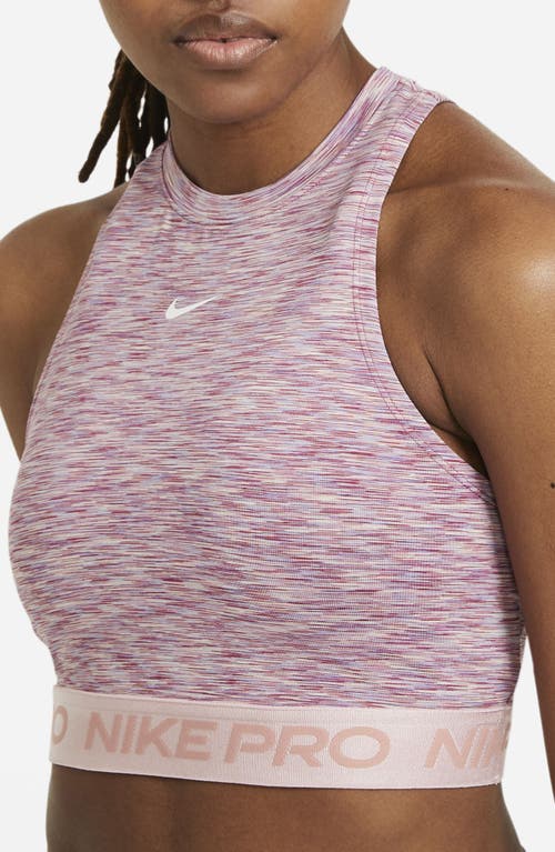 Shop Nike Pro Space Dye Crop Tank In Sweet Beet/pink Glaze/white