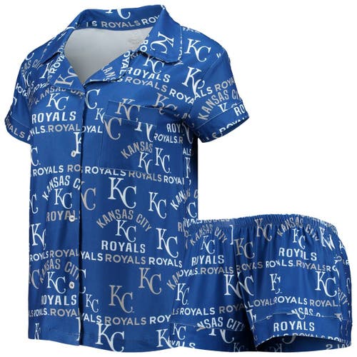 Women's Concepts Sport Royal Kansas City Royals Flagship Allover Print Top & Shorts Sleep Set