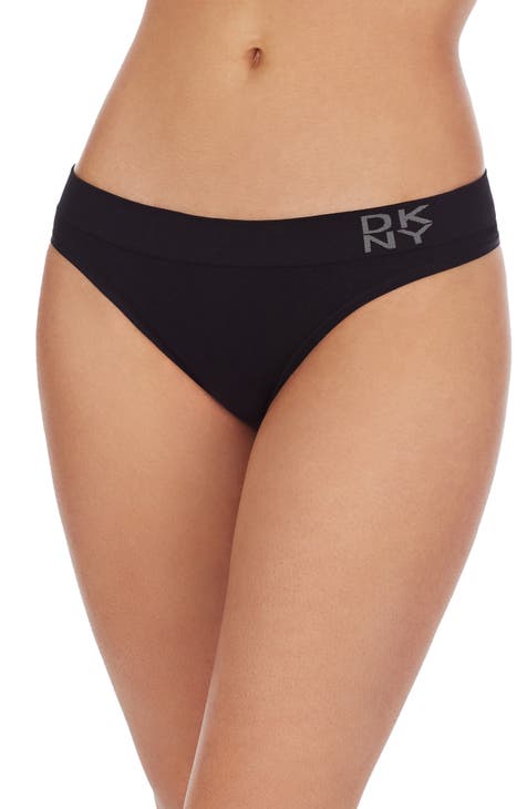 DKNY Women's Litewear Seamless Cut Anywhere Thong Panty, Tossed Logo Print,  Large : Clothing, Shoes & Jewelry 