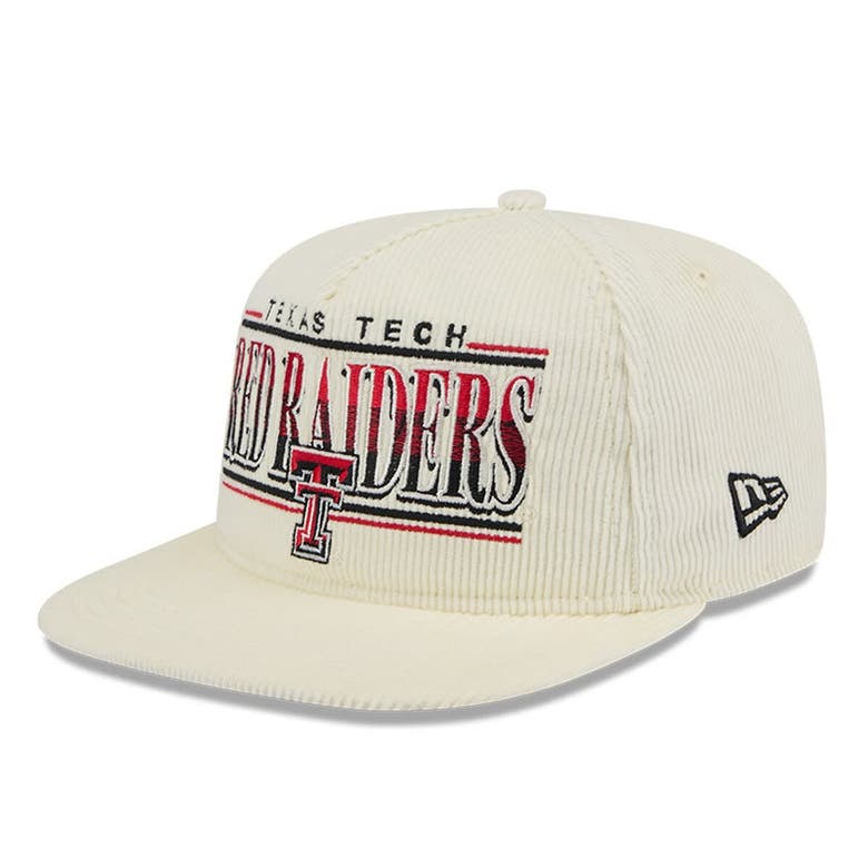 Shop New Era White Texas Tech Red Raiders Throwback Golfer Corduroy Snapback Hat In Cream