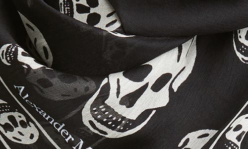 Shop Alexander Mcqueen Skull Silk Scarf In Black/ivory