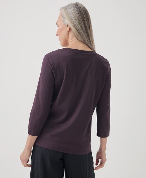 Shop Pact Organic Cotton Softspun Scoop Neck 3/4 Sleeve Tee In Plum