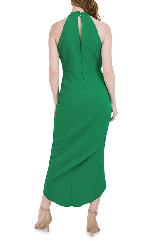 Julia Jordan Knot-neck Tulip-hem Midi Dress In Green