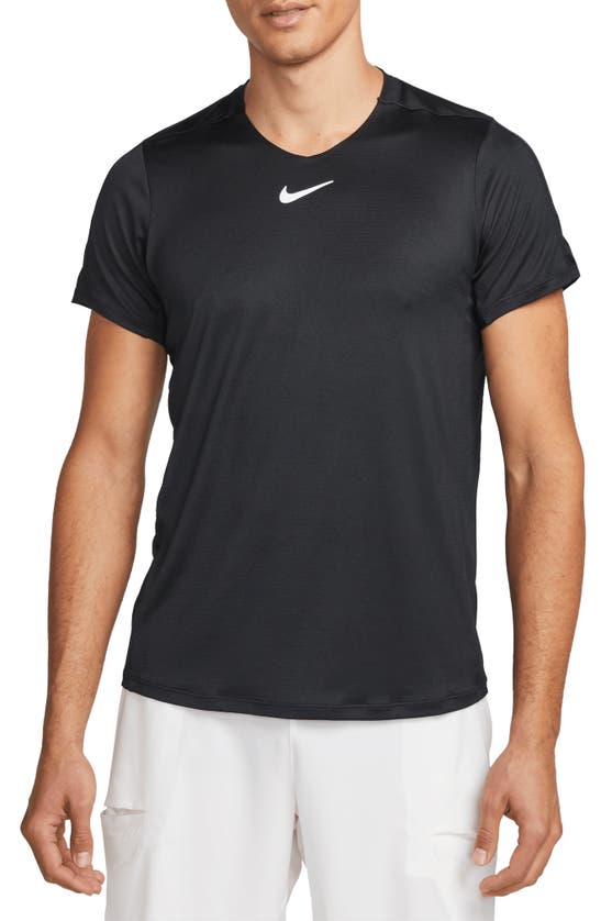 Nike Court Dri-fit Advantage Tennis Shirt In Black/ White | ModeSens