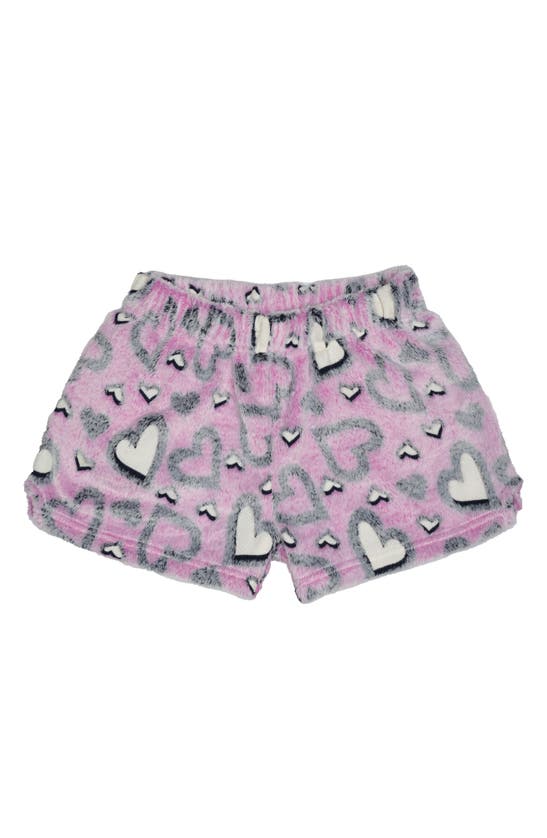Iscream Kids' Heart Glow Plush Shorts In Pink Multi