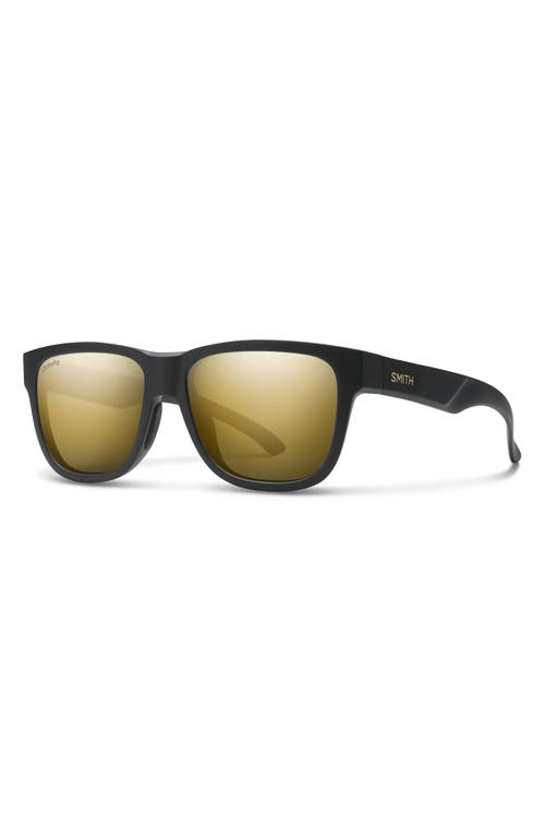 Smith Lowdown Slim 2 53mm Chromapop™ Polarized Square Sunglasses In Matte Black Gold/black Gold