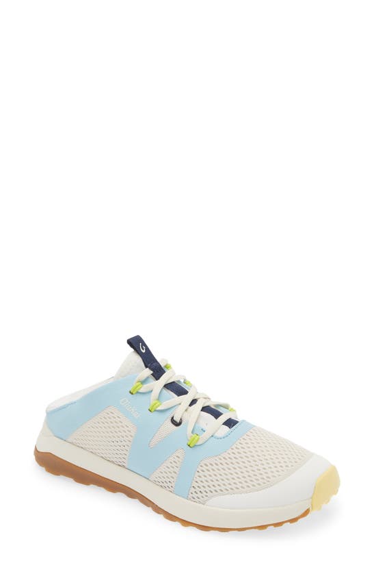 Shop Olukai Huia Sneaker In White Sand / Misty Blue