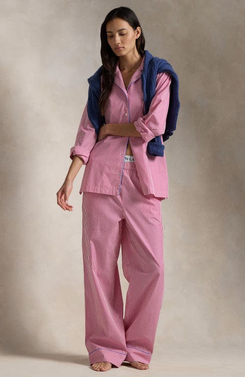 Polo Ralph Lauren Madison Stripe Cotton Pajamas In College Pink