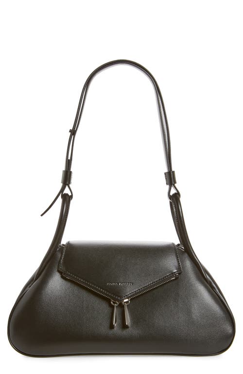 Gemini Leather Shoulder Bag in Nappa Black/Silver Hardware