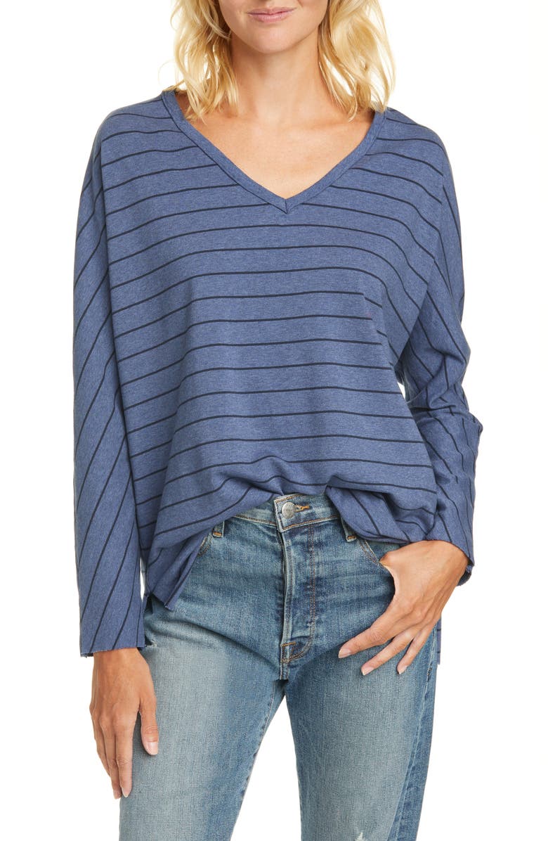 Frank & Eileen Stripe V-Neck Cotton French Terry Top | Nordstrom