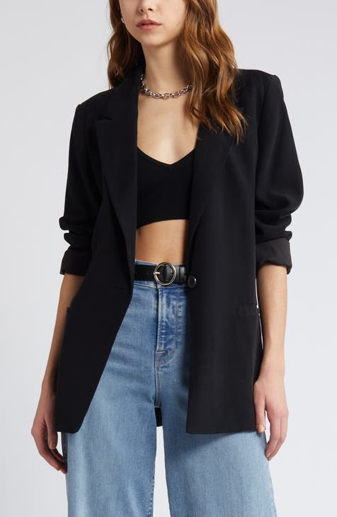 Alice + Olivia Denny Longline Satin Boyfriend Blazer • Price »