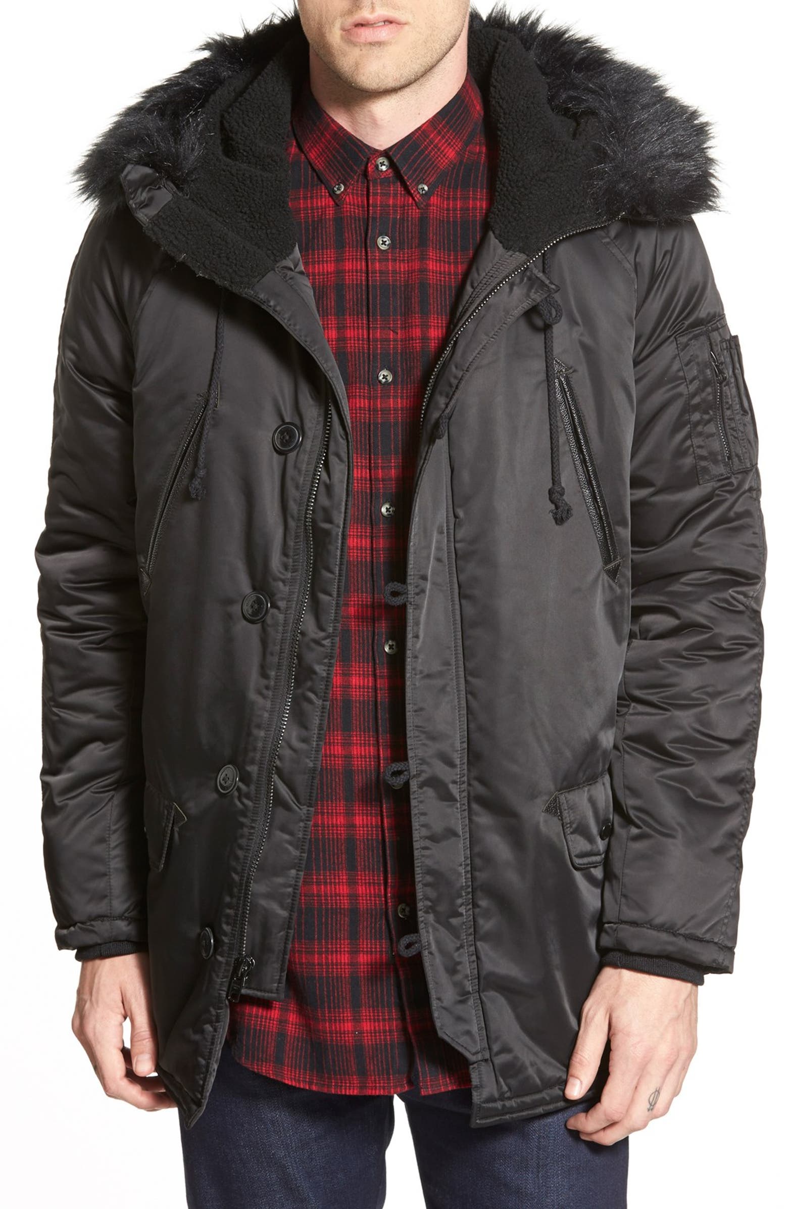 Members Only Hooded Military Parka with Faux Fur Trim | Nordstrom