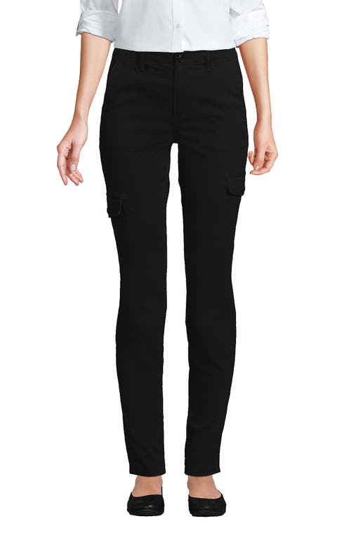 Shop Lands' End Mid Rise Slim Cargo Chino Pants In Black