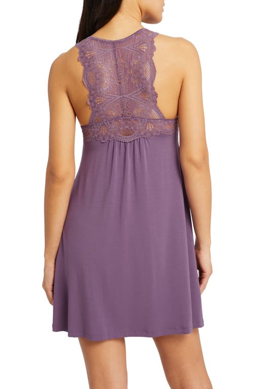 Shop Fleur't Belle Epoque Lace Chemise With Bra Pockets In Iris