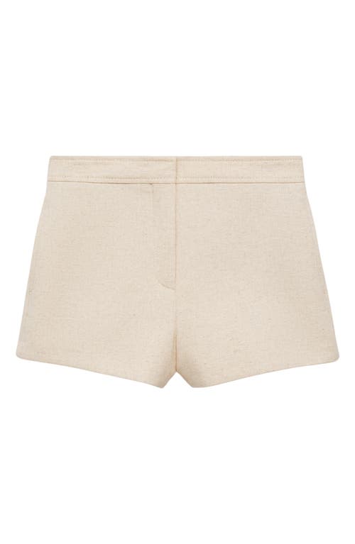 Shop Mango Patrizia Cotton Blend Flat Front Shorts In Light Beige