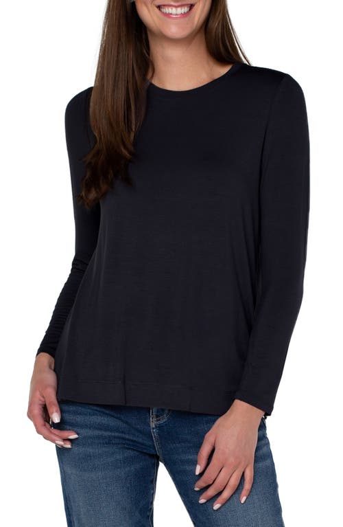 Liverpool Los Angeles High-Low Long Sleeve Top Black at Nordstrom,