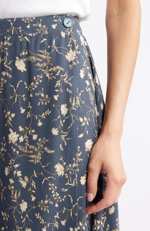 Shop Treasure & Bond Floral Button Wrap Skirt In Navy Armada Wild Vine