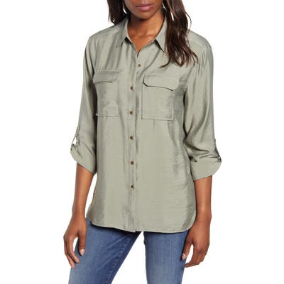 Vince Camuto Hammered Satin Utility Shirt