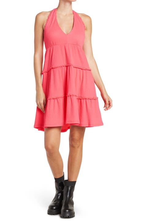 Tiered Trapeze Crinkle Knit Dress