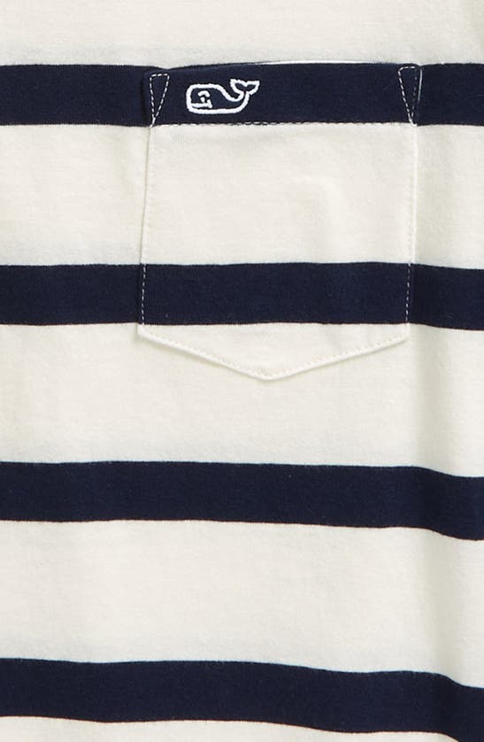 Shop Vineyard Vines Kids' Breton Slub Cotton Pocket T-shirt In Ivory Marsh Navy